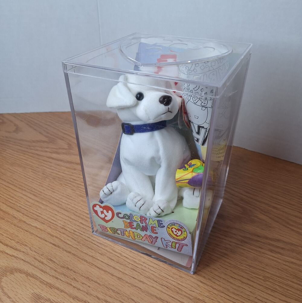 NEW TY Color Me Beanie Dog Birthday Kit 2003 BBOC Sealed In Box Vintage